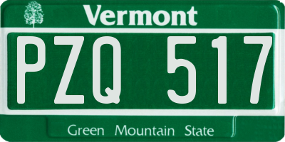 VT license plate PZQ517