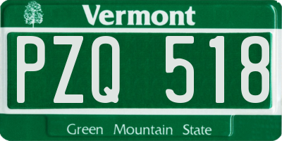 VT license plate PZQ518