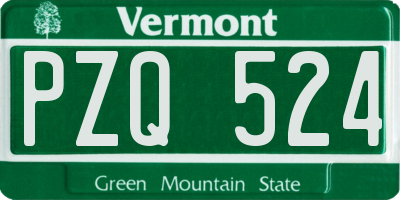 VT license plate PZQ524
