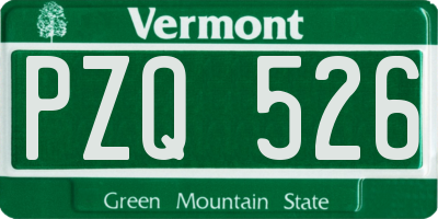 VT license plate PZQ526
