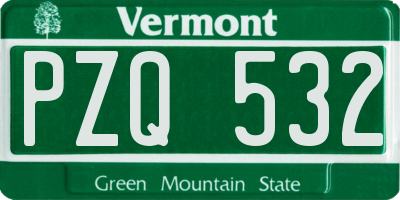 VT license plate PZQ532