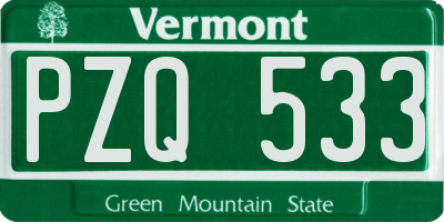 VT license plate PZQ533
