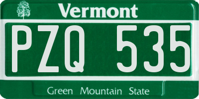 VT license plate PZQ535