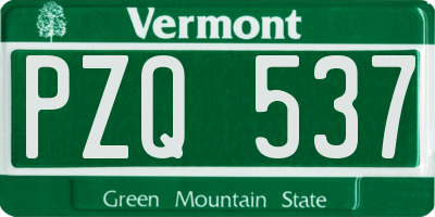 VT license plate PZQ537