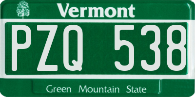 VT license plate PZQ538