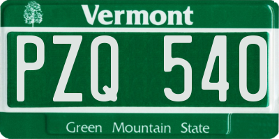 VT license plate PZQ540