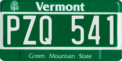VT license plate PZQ541
