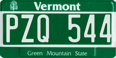 VT license plate PZQ544