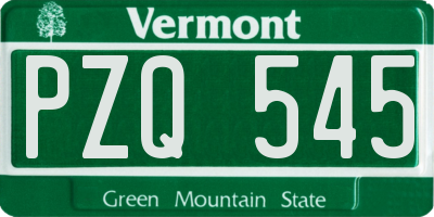 VT license plate PZQ545