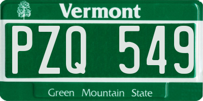 VT license plate PZQ549