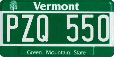 VT license plate PZQ550
