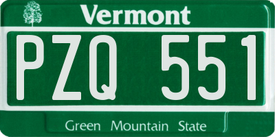 VT license plate PZQ551