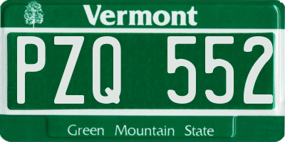 VT license plate PZQ552
