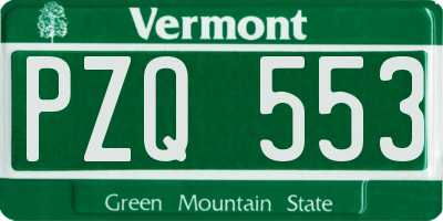 VT license plate PZQ553