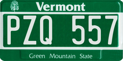 VT license plate PZQ557