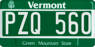VT license plate PZQ560
