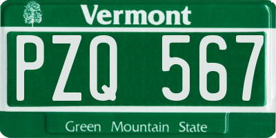 VT license plate PZQ567