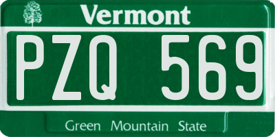 VT license plate PZQ569