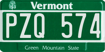 VT license plate PZQ574