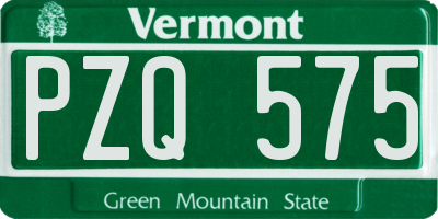 VT license plate PZQ575