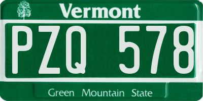 VT license plate PZQ578