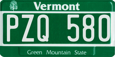 VT license plate PZQ580