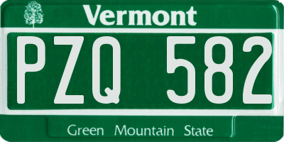 VT license plate PZQ582