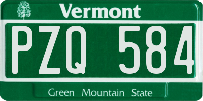 VT license plate PZQ584