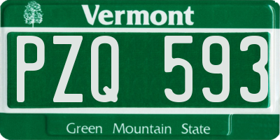 VT license plate PZQ593