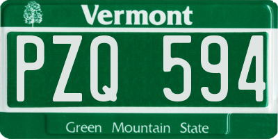 VT license plate PZQ594