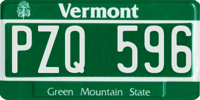 VT license plate PZQ596