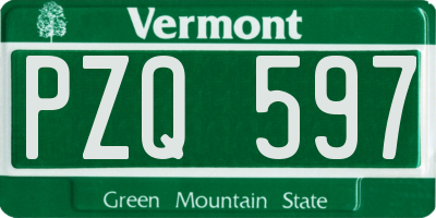 VT license plate PZQ597