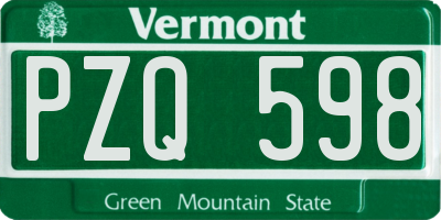 VT license plate PZQ598