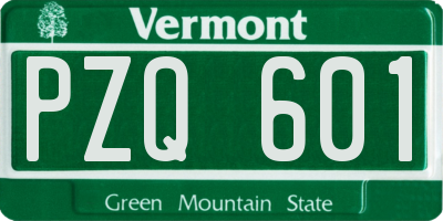 VT license plate PZQ601
