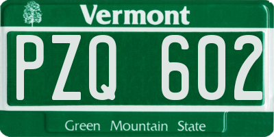 VT license plate PZQ602