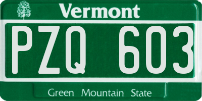 VT license plate PZQ603