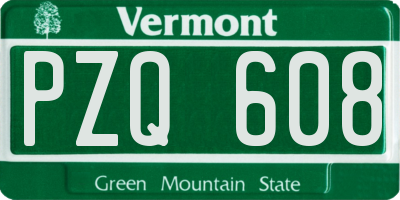 VT license plate PZQ608