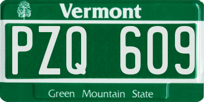 VT license plate PZQ609