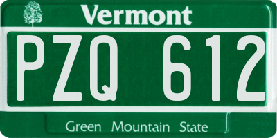 VT license plate PZQ612