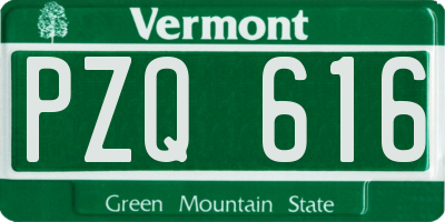 VT license plate PZQ616