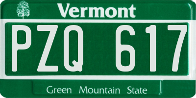 VT license plate PZQ617