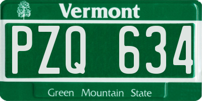 VT license plate PZQ634