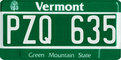 VT license plate PZQ635