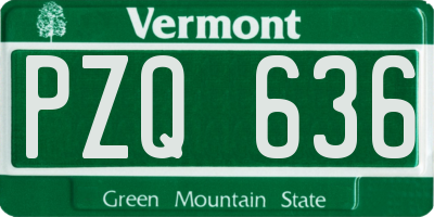 VT license plate PZQ636