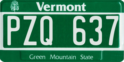 VT license plate PZQ637