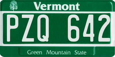VT license plate PZQ642