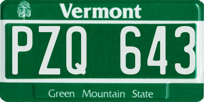 VT license plate PZQ643