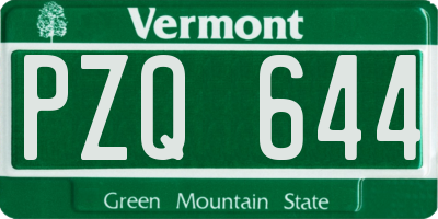 VT license plate PZQ644