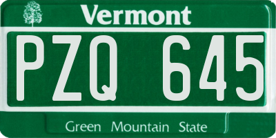 VT license plate PZQ645