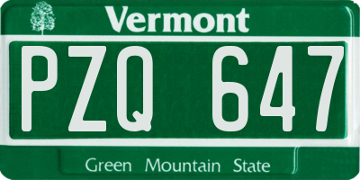 VT license plate PZQ647